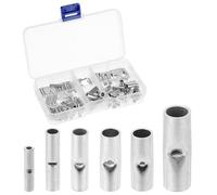 QWORK® 100 pièces Kit de connecteurs bout à bout non isolés, broche à sertir en cuivre, connecteurs à sertir non isolés 24-8 AWG