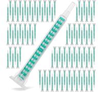 QWORK® 100 Pièces Mélangeur Statique F6-16 - Buse de Mélange 16 Éléments pour Cartouche 50ml 1:1 & 2:1 - Tube de Mélange Époxy à Baïonnette Carrée pour Résine, Silicone et Polyuréthane