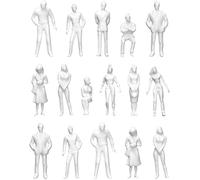 QWORK® 100PCS Modèle Personnage Miniature Non Peint 1:50, Personnage Maquette en Plastique pour Scènes Miniature - Blanc