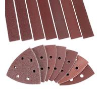 QWORK® 105 Pièces Papier Ponceuse Triangulaire 93x93 mm + 14 Bandes Abrasives, 7 Grains 40 à 400