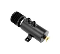 QWORK 10AN Récupérateur d'huile à déflecteurs, réservoir de reniflard d'huile universel avec valve, réservoir à déflecteurs en aluminium poli, noir, 2 ports, 750 ml