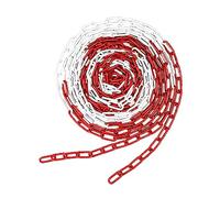QWORK® 10M Chaîne de Sécurité en Acier de ø 5 mm, Chaîne d'Arrêt, Rouge/Blanc