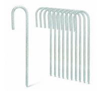 QWORK 10X Piquet de Fixation en Acier Massif, Ancrage au Sol Extrêmement Stables, 30cm ø 8mm - Idéal pour Ancrer Les Châteaux, Clôtures, Trampolines, Bâches, Tentes, Filets