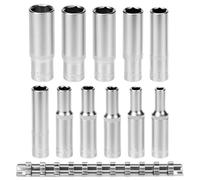 QWORK® 11 pièces clés à douille, 4-13 mm 1/4" clés hexagonales longues en acier chrome-vanadium