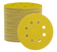 QWORK® 110 Pièces disques ponçage, papier poncage 125 mm 8 trous avec granulométries mélangées 60/80/100/120/150/180/240/320/400/600/800, pour bois, plastique, métal