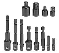 QWORK® 12 pièces adaptateur douille set,1/4", 1/2", 3/8", 4 pièces socket adaptor, noir