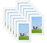 QWORK® 12 pièces cadres photo, cadre photo 10x15 cm blancs, lot cadre photo mural, collage de cadre photo, pour affichage mural et sur table