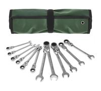 QWORK® 12 Pièces Clés à Cliquet, Cléà Cliquet 8 à 19 mm à Tête Réglable, Cléà Cliquet à 72 Dents, Clés Mixtes en Acier au Chrome Vanadium