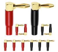 QWORK® 12 Pièces fiches banane à angle 90 degrés, adaptateurs de câble de haut-parleur en forme de L plaqués or 24k, pour home cinéma, récepteurs AV et systèmes HiFi