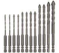 QWORK® 12 Pièces forets à carrelage, Ø 3-12 mm foret avec tige hexagonale, pour métal, brique, verre, plastique, bois