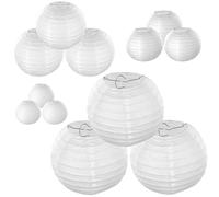QWORK® 12 pièces lanternes Rondes en Papier Blanc, 15 cm, 20 cm, 25 cm et 30 cm, pour Les fêtes, Les célébrations de Festivals et Les événements