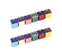 QWORK® 12 Pièces Mini Fusibles Pour Auto, Forme Carrée Low Profile JCASE Fusible Pour Camions, Voitures et SUV, bateaux, 20 A/25 A/30 A/40 A/50 A/60 A, 2 Pièces Chacun