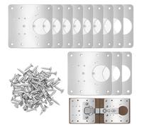 QWORK® 12 Pièces plaque reparation charniere, 9 x 9 cm plaque réparation charnière en inox avec vis, pour la réparation de portes et de meubles