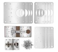 QWORK® 12 Pièces plaques réparation charnières, plaques de réparation charnières en acier inoxydable avec vis, pour réparation de portes et de meubles