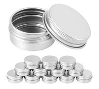 QWORK® 12 Pièces Pots Rond en Aluminium avec Couvercle, Pot Vide Cosmétiques Pot Vide Cosmétiques pour Maquillage, Crème, Baume à Lèvres, Stockage de Voyage (10ml)