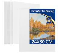QWORK® 12 pièces Toile à Peindre 24x30 cm - Toiles en Coton sans Acide pour Peinture Acrylique, Peinture à l'huile