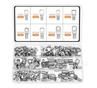 QWORK® 120 pièces Cosse à Sertir Kits, cosse de câble en cuivre, 6mm² 10mm² 16mm² 25mm², convenant comme connecteurs de câble pour véhicules