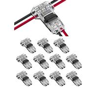 QWORK® 12PCS Connecteur Electrique sans Soudure, Connecteur Rapide à 2 Broches Forme en T pour Fil Électrique 20/22 AWG pour Voiture Audio Vidéo Éclairage