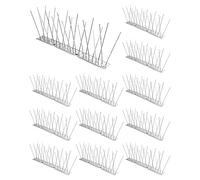 QWORK® 12PCS x 25cm Piques Anti Pigeon/Oiseaux/Chat en Acier Inoxydable pour Balcon/Clôture/Toit (Longueur Totale 3 M)