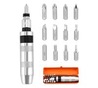 QWORK® 14 Pièces Jeu de Tournevis à Frapper 1/2", avec Adaptateur de Vis et 12 Embouts de Précision pour Automobiles, Motos et Maintenance