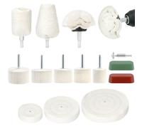 QWORK® 14 Pièces Kit de Polissage, Accessoire de Polissage pour Perceuse, Cônes de Polissage, Disques de Polissage, pour Métal, Bois
