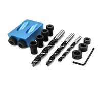 QWORK 15 degrés trou de poche à vis gabarit, Gabarit de Trou de Poche, Foret à Goujon Pour le travail du bois, avec Adaptateur pour Trou de 6/8/ 10mm