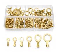 QWORK® 150 Pcs Cosses Électriques à Anneau en Laiton, M3 M4 M5 M6 M8 M10 Connecteurs de Câbles à Sertir pour Automobile, Moto et Électroménager - Kit de Bornes à Œillet Circulaires