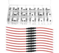 QWORK® 150 pièces 5x20mm 0.1-20A Kit de fusibles en tube de verre, 10 pièces porte-fusible à vis en ligne 5x20mm 16AWG