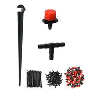 QWORK® 150PCS Kit de Système D'irrigation de Jardin,kit arrosage automatique, arroseurs goutteurs + tuyaux en T + piquets de support de tuyau