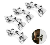 QWORK 165 Degré Charnière de Porte, Plein Recouvrante Charnieres 35mm, Soft Close Charnière, pour Meuble Armoires de Porte, 4 charnières et 24 vis