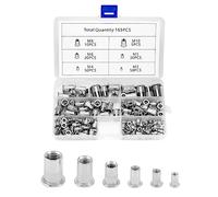 QWORK® 165 PCS Écrou à Sertir Écrous à Riveter - 304 Acier Inoxydable - 6 Tailles M3 M4 M5 M6 M8 M10