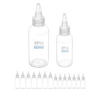 QWORK® 16pcs flacons distributeurs à Presser en Plastique, 30 ml/60 ML, Petits flacons distributeurs, Flacon à Presser avec buse pour Divers liquides