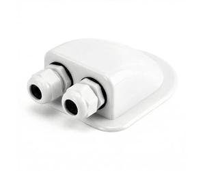 QWORK® 1PCS Passe-Toit IP68 Presse-étoupe Solaire étanche boîtier d'entrée de câble Double résistant aux intempéries, Caravane et Bateau Passe câble en ABS, Blanc