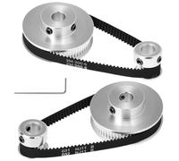 QWORK® 2 Ensemble Roue Synchrone GT2 pour Imprimante 3D, 20 & 60 Dents Alésage 8 mm Poulie de Distribution en Aluminium et Longueur 200 mm Largeur 6 mm Courroie