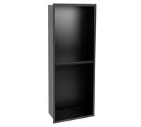 QWORK® 2 Étages Niche Douche Encastrable en Acier Inoxydable 304, Niche Salle de Bain pour Articles de Toilette, Moulure en Une Pièce, Noir Mat, 70x28x12.5cm