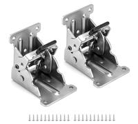 QWORK® 2 Pcs Charnières Pliable Invisible pour Pieds de Table Lit 20 Vis Incluses - Argent