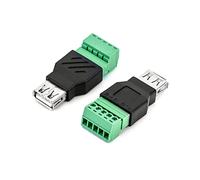 QWORK® 2 Pcs Connecteur USB Femelle, USB 2.0 A Femelle à 5 Broches Femelle Bornier à Vis pour la Charge et Le Transfert Données