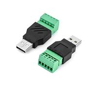 QWORK® 2 Pcs Connecteur USB Mâle, USB 2.0 A Mâle à 5 Broches Femelle Bornier à Vis pour la Charge et Le Transfert Données