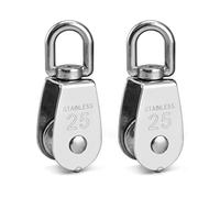 QWORK 2 Pcs Poulie de Levage M25 Poulie Simple en Acier Inoxydable 304 pour pour Câble Diamètre 11mm Pivotant à 360°Charge 150kg