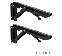 QWORK® 2 Pièces 250mm Équerre Pliante en Fer Solide pour Table Pliante Murale et Etagere Murale, Charge Max 50kg