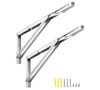 QWORK® 2 pièces 600mm support pliant robuste en acier inoxydable, support pliant peu encombrant pour établi de bricolage, capacité de charge 150kg