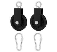 QWORK® 2 pièces 90mm poulie pour cable avec Sangle de Suspension et Mousqueton, pour équipement de gymnastique, machine à câble de levage