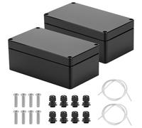 QWORK® 2 Pièces boîtes de jonction en plastique ABS étanche ip65, 158 x 90 x 60 mm, noir