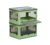 QWORK® 2 Pièces boîtes de rangement pliables avec couvercles, empilables, transparentes, boite de rangement à roulettes, 40.5 * 29 * 24CM