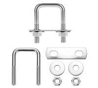 QWORK® 2 Pièces boulons en U M8 en 304 acier inoxydable, U-Bolts 30 x 60 mm, capacité de charge élevée, avec écrou, plaque de cadre et rondelle, pour de multiples applications