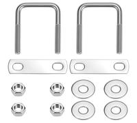QWORK® 2 Pièces boulons en U M8 en 304 acier inoxydable, U-Bolts 40 x 65 mm, capacité de charge élevée, avec écrou, plaque de cadre et rondelle, pour de multiples applications