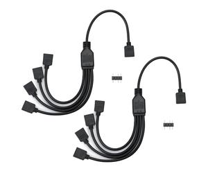 QWORK® 2 Pièces câble répartiteur ARGB, 5 V, 3 broches, cable rgb pc, 1 prise vers 4 fiches, 30 cm, pour refroidisseur CPU et ventilateur 5 V ARGB