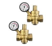 QWORK® 2 pièces DN20 reducteur de pression d'eau en laiton avec manomètre de soupape de réduction de pression réglable