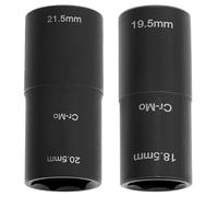 QWORK® 2 Pièces Douilles à Choc 1/2", 18,5/19,5 et 20,5/21,5 mm, en Chrome-Molybdène (CR-MO) - compatible avec Ford, Range Rover, Jeep
