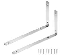 QWORK® 2 Pièces Équerre Étagère Murale de Fixation Flottante, 300 x 160 mm, Épaisseur de 4 mm, Acier Inoxydable Solide, Comprend 8 Vis